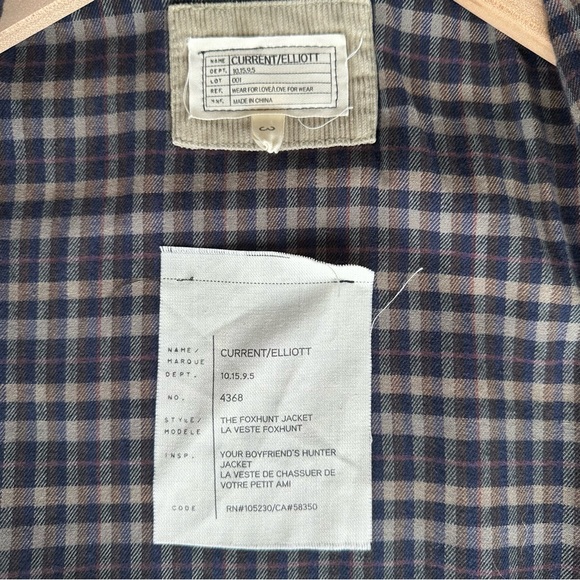 Current/Elliot The Foxhunt Jacket Cotton Canvas Olive/Tan Camo Size 3 / Large - Picture 7 of 10